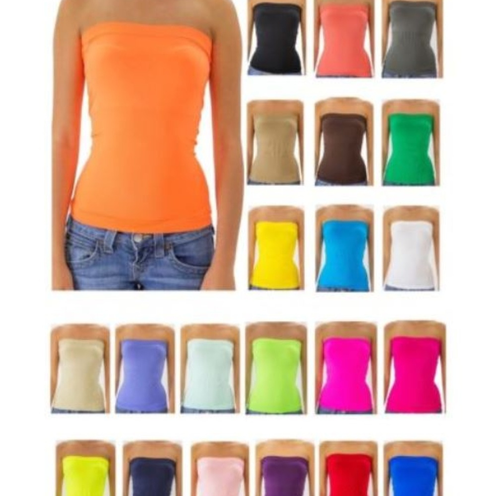 Strapless Tube Top Basic Layering Ribbed Stretch T